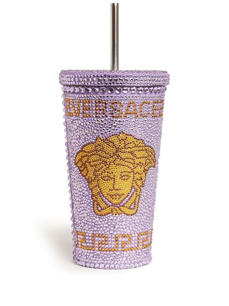 Medusa embellished travel cup in purple 